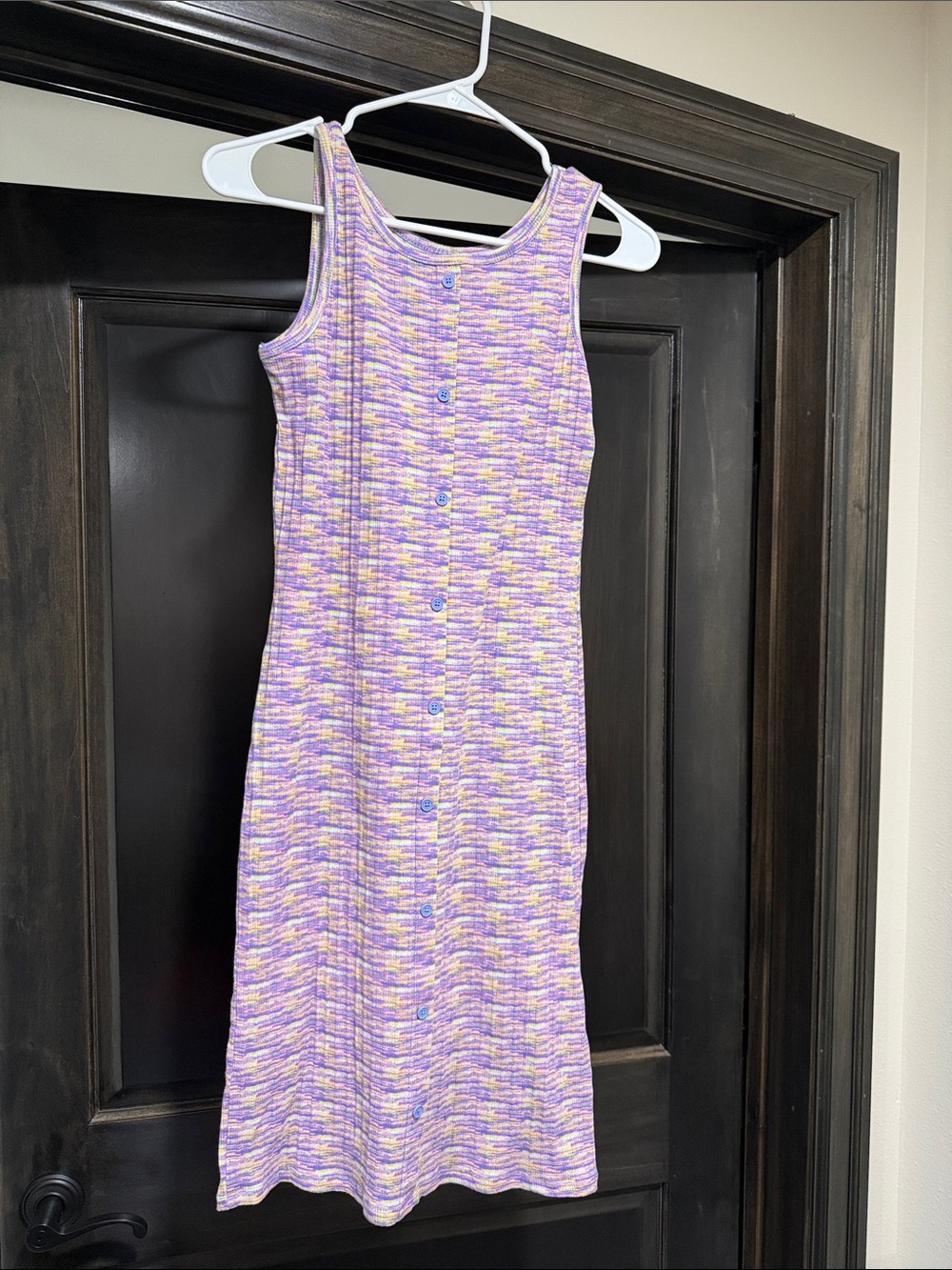 Sleeveless Button-Front Knit Dress in Lavender Multi by Art Class